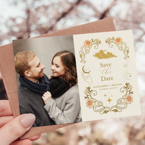 Photo Vintage Mystical Botanical Wedding Save The Date