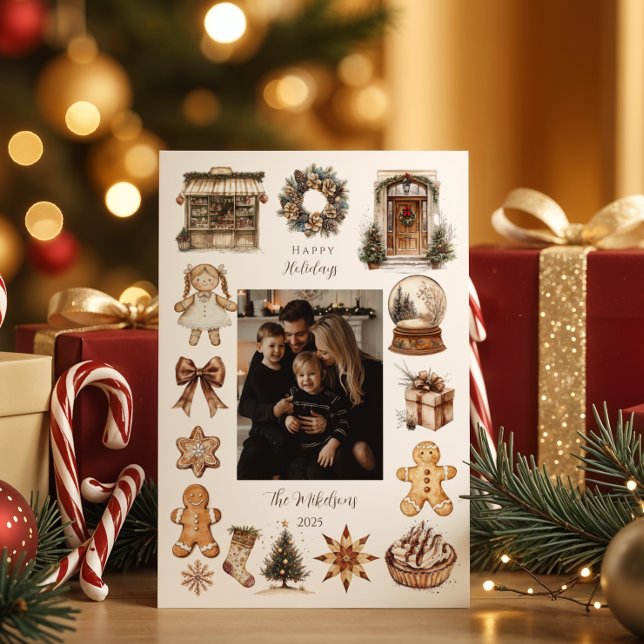 Photo Vintage Rustic Christmas Holiday Card (Creator Uploaded)