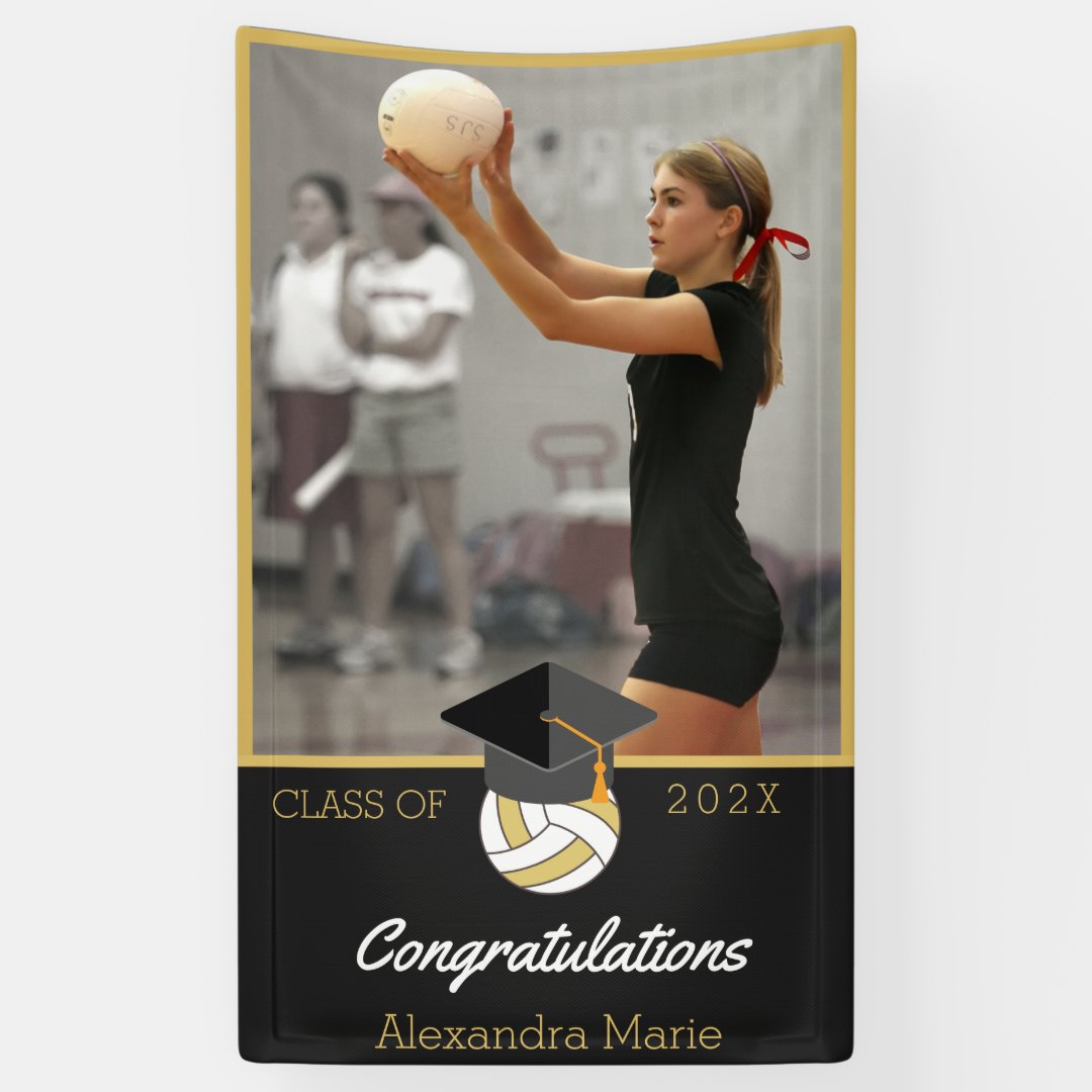 Photo Volleyball player congratulation graduate Banner Zazzle