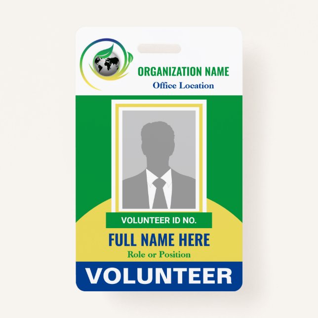 Photo Volunteer Non-Profit NGO Any Color Template Badge (Front)