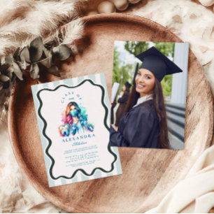Photo Watercolor Female Dentist Graduation Invitation