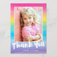 Photo Watercolor Rainbow Thank You Card