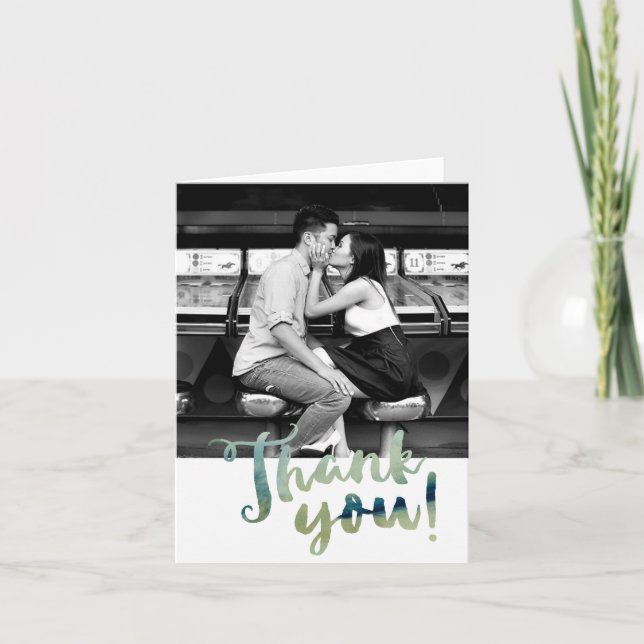 Photo Watercolor Thank You Folding Card (Front)