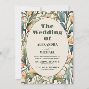 Photo Watercolor Tulips William Morris Wedding Invitation