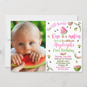 Photo Watermelon birthday invitation 1st birthday