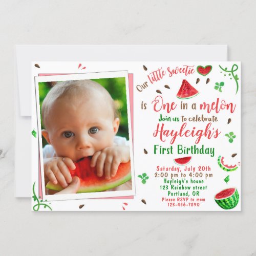 Photo Watermelon birthday invitation 1st birthday