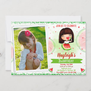 Photo Watermelon birthday invitation Fruit invite