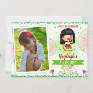 Photo Watermelon birthday invitation One in melon