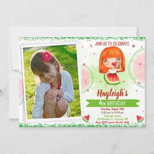 Photo Watermelon birthday invitation Summer invite