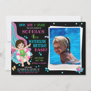 Photo Waterslide birthday invitation Pool invite