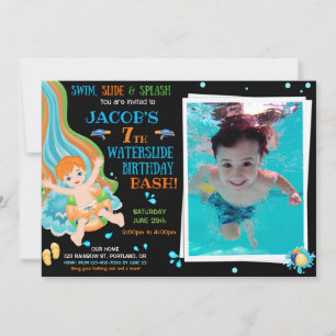 Photo Waterslide birthday invitation Splish splash