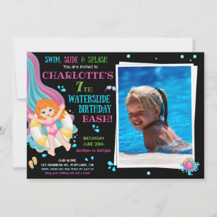 Photo Waterslide birthday invitation Splish splash