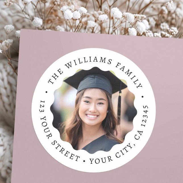 Photo wavy border graduation return address label (Photo wavy border graduation return address label)