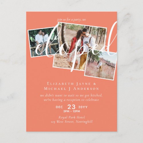 PHOTO We Eloped Announcement Reception Party Postcard