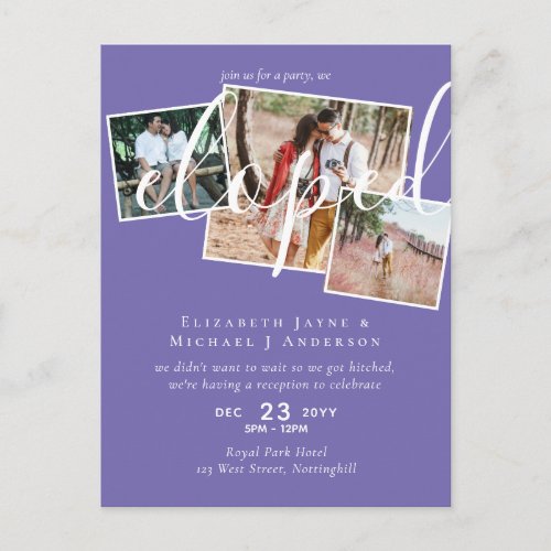 PHOTO We Eloped Announcement Reception Party Postcard