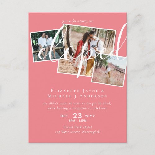 PHOTO We Eloped Announcement Reception Party Postcard