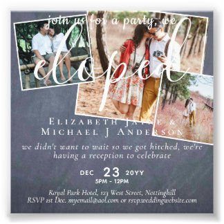 PHOTO We Eloped Announcement Reception Party Print