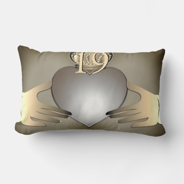 Photo Wedding Anniversary Claddaugh  Lumbar Pillow (Front)