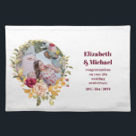 Photo Wedding Anniversary Gift Any Milestone Flora Cloth Placemat<br><div class="desc">Stylish photo gift for parents, friends, colleagues, family, grandparents on their wedding anniversary. You can gift this for any wedding anniversary milestone include silver, golden, ruby, emerald, sapphire, diamond. Add a photo of the happy couple when they got married or as they are now or when they met. Add their...</div>