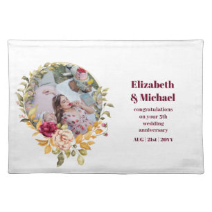 Photo Wedding Anniversary Gift Any Milestone Flora Cloth Placemat