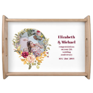 Photo Wedding Anniversary Gift Any Milestone Flora Serving Tray