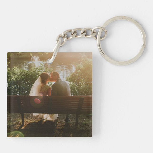 Photo Wedding Anniversary Personalized Calendar Keychain (Back)