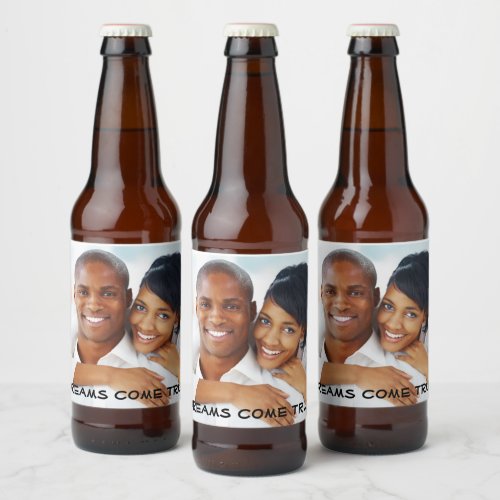 Photo Wedding Bridal Party Engagement Anniversary Beer Bottle Label