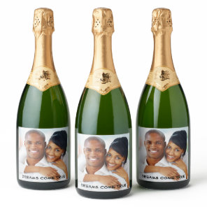 Photo Wedding Bridal Party Engagement Anniversary Sparkling Wine Label
