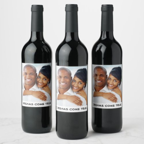 Photo Wedding Bridal Party Engagement Anniversary Wine Label