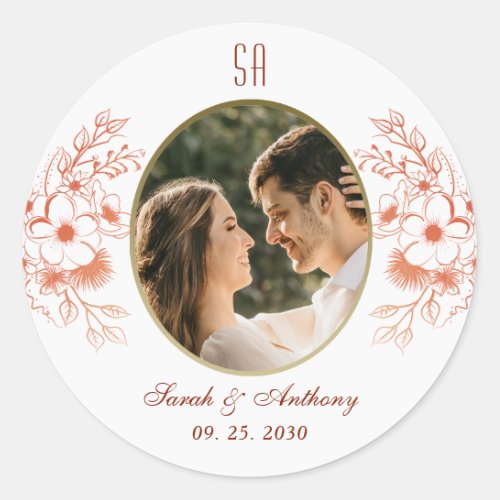 Photo Wedding Classic Round Sticker