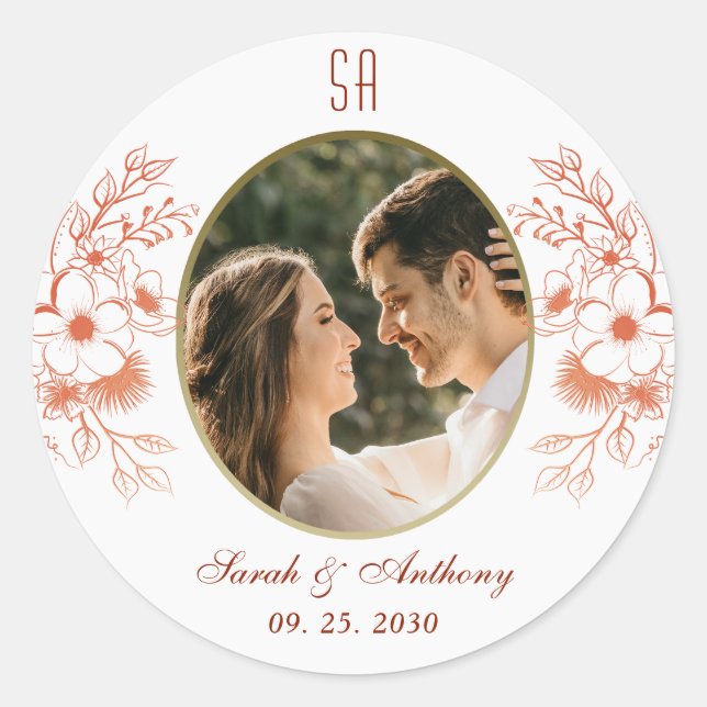 Photo Wedding Classic Round Sticker (Front)