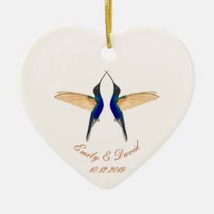 Photo Wedding Coronet Hummingbirds Ceramic Ornament