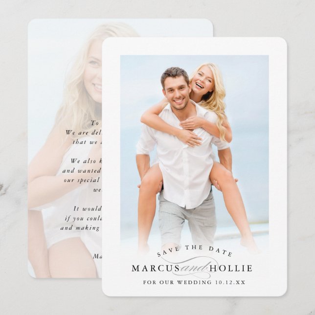 PHOTO WEDDING elegant minimalist save the date Invitation (Front/Back)