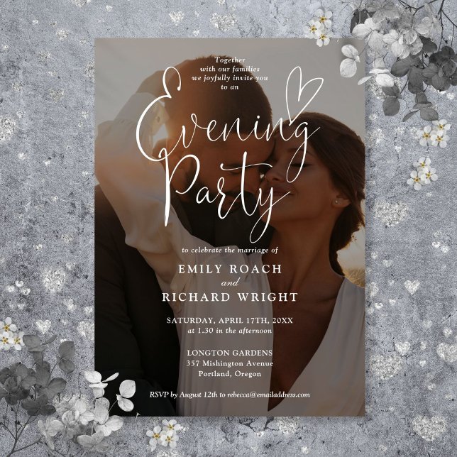 Photo Wedding Elegant Script Evening Party Invitation (Photo Wedding Elegant Script Evening Party Invitation)