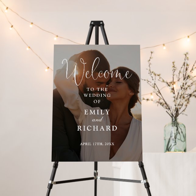 Photo Wedding Elegant Script Welcome Sign (In Situ (Stand))