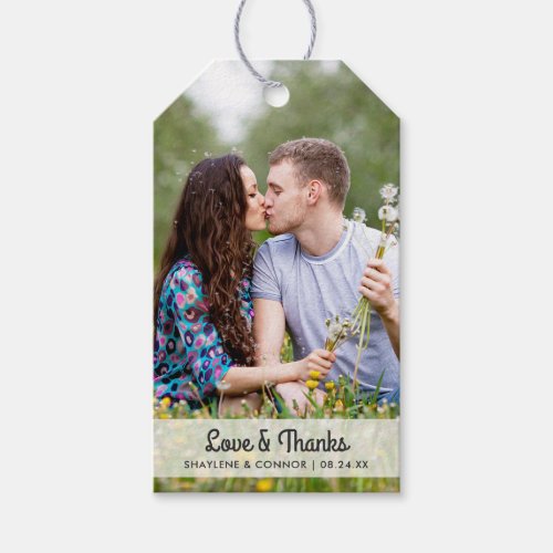 Photo Wedding Favor Tags  Striped Back
