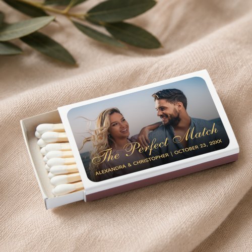 Photo Wedding Favors Gold Calligraphy The Perfect Matchboxes