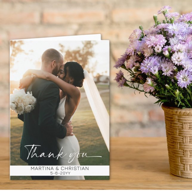 Photo Wedding Folded Letterpress Thank You Card (Creator Uploaded)