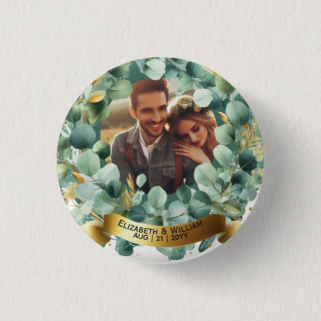 PHOTO Wedding Gift Newlyweds Anniversary Couples  Button (Front)
