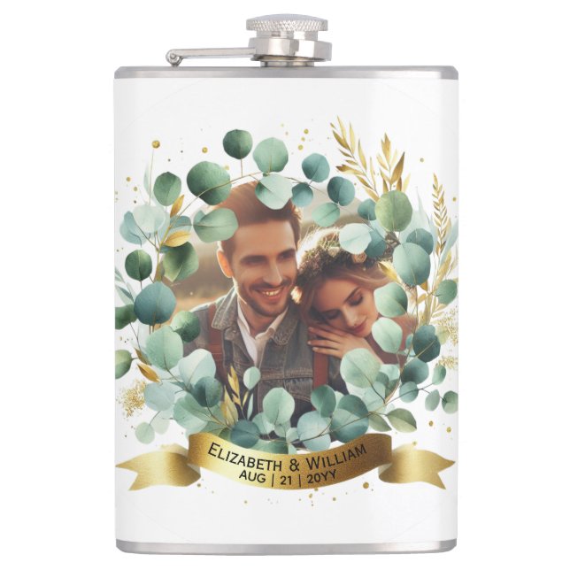PHOTO Wedding Gift Newlyweds Anniversary Couples  Flask (Front)