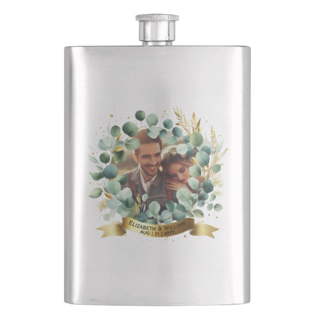 PHOTO Wedding Gift Newlyweds Anniversary Couples  Flask (Front)