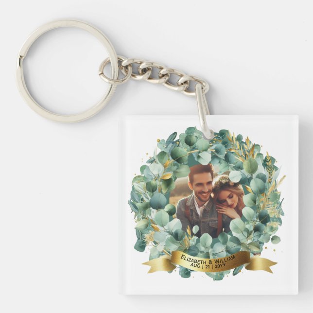 PHOTO Wedding Gift Newlyweds Anniversary Couples  Keychain (Front)