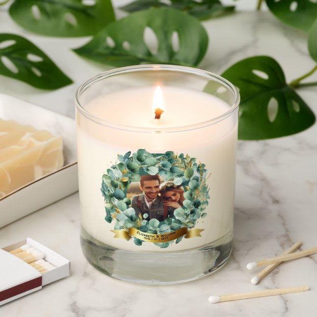 PHOTO Wedding Gift Newlyweds Anniversary Couples  Scented Candle (Lit)