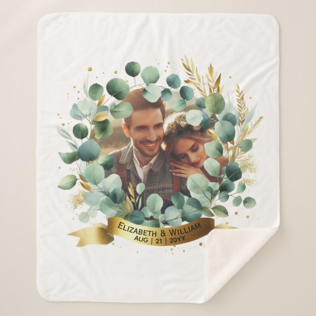 PHOTO Wedding Gift Newlyweds Anniversary Couples  Sherpa Blanket (Front)