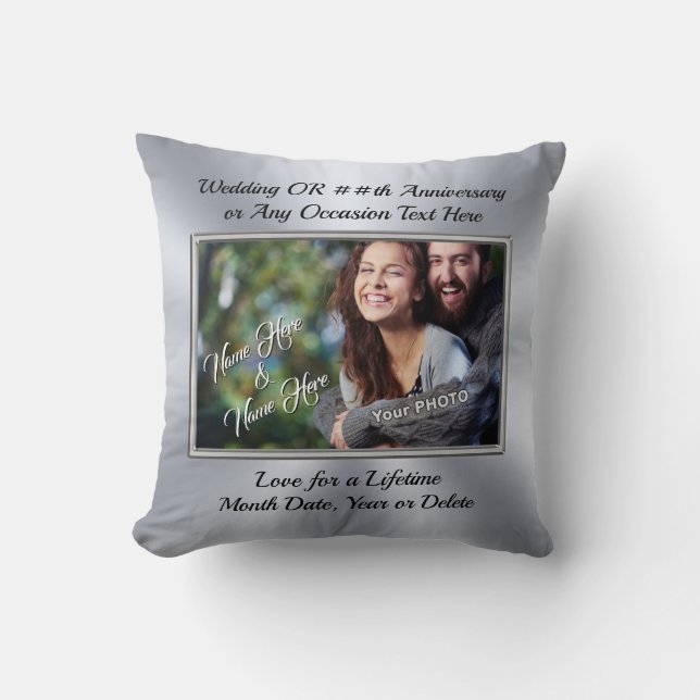 Photo Wedding Gift OR Anniversary Presents by Year Throw Pillow (Front)