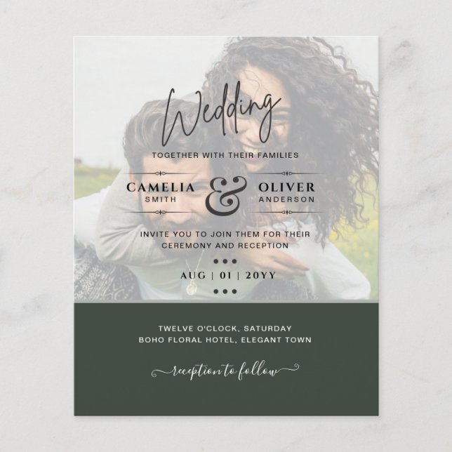 PHOTO WEDDING INVITATION Budget Overlay Text LeahG Flyer (Front)