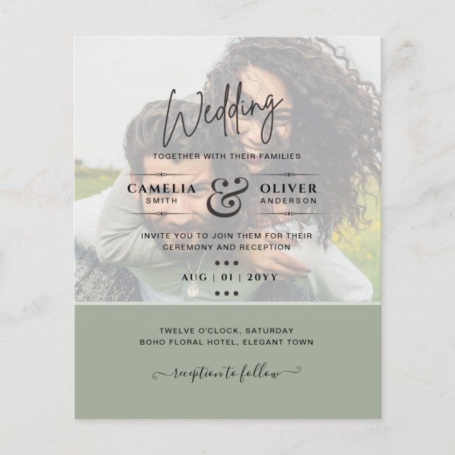 PHOTO WEDDING INVITATION Budget Overlay Text LeahG Flyer (Front)