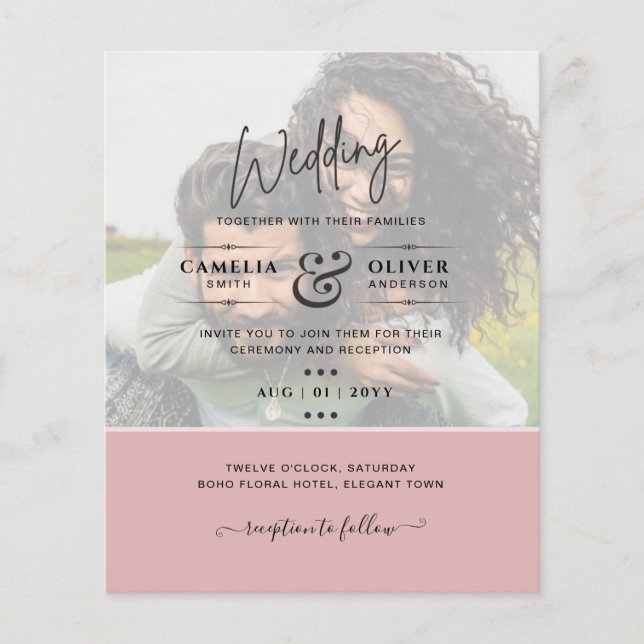 PHOTO WEDDING INVITATION Budget Overlay Text LeahG Flyer (Front)