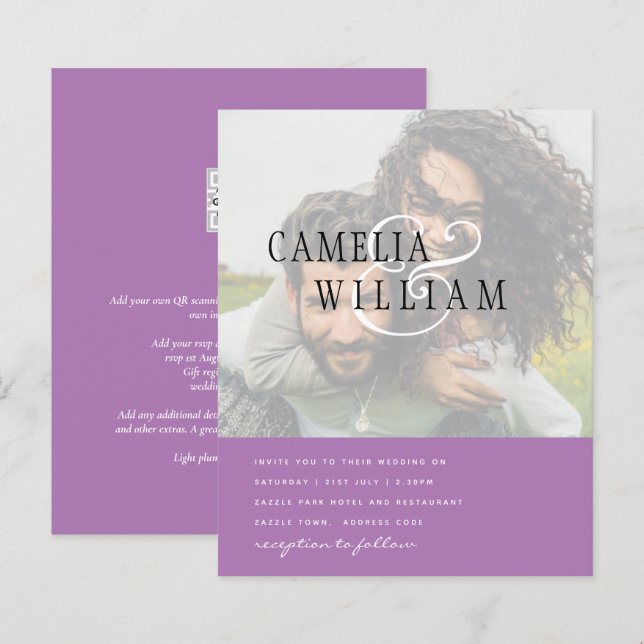 PHOTO Wedding Invitation Engagement Save the Date (Front/Back)