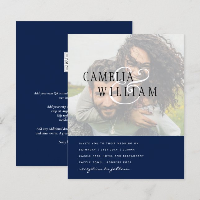 PHOTO Wedding Invitation Engagement Save the Date (Front/Back)